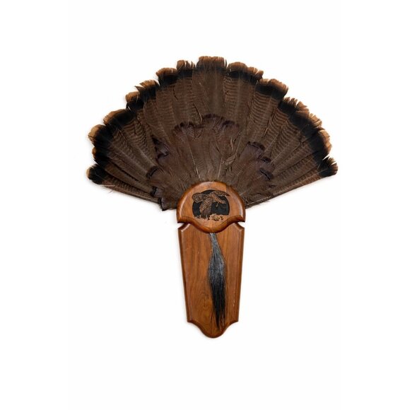 None Other - Hunting Mount Wild Turkey Hunt Trophy Tail Beard Mount 29” Wood Plaque Panel Tax